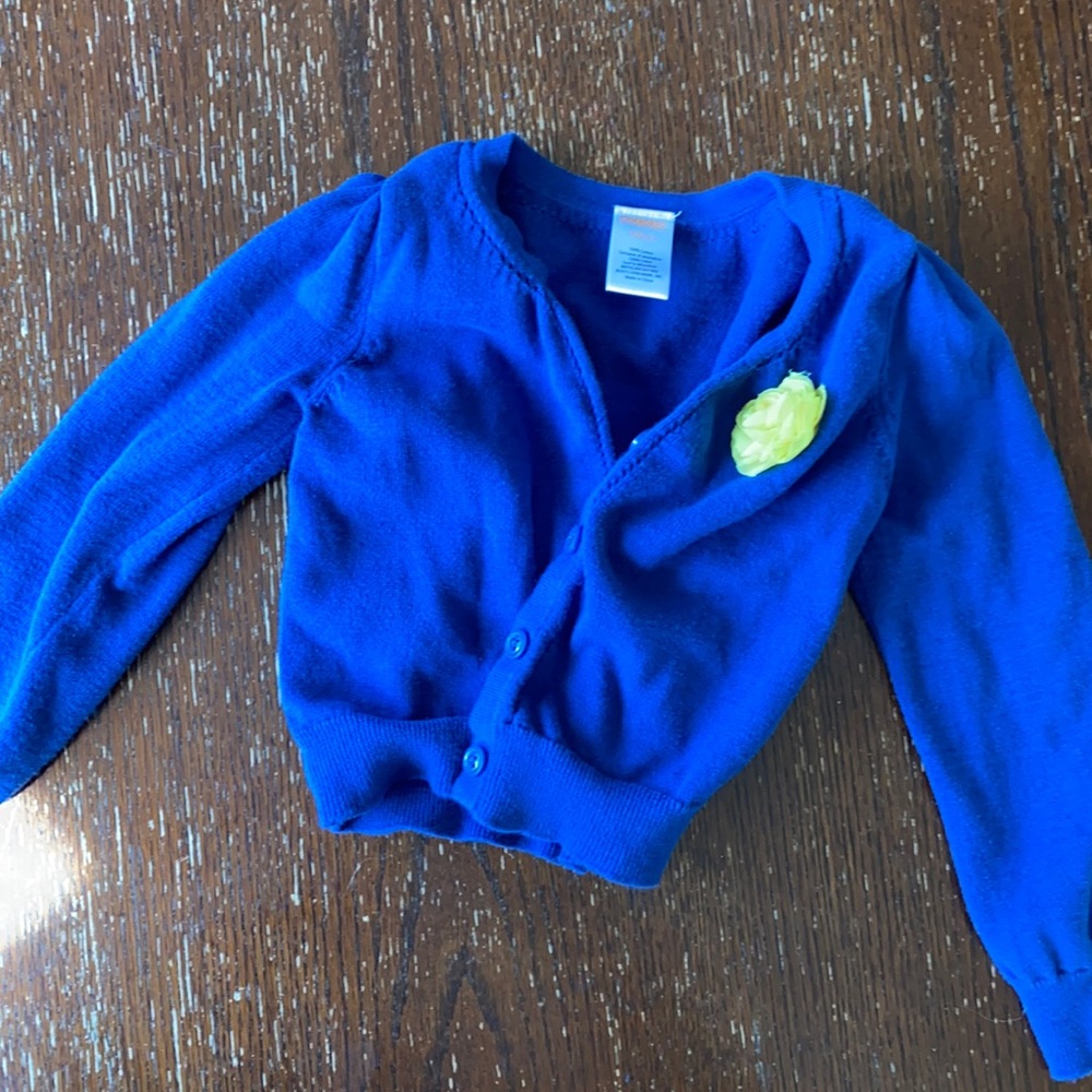 Gymboree XS/4 cardigan blue with yellow flower
